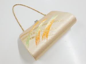 リサイクル　金糸竹垣模様織り出し和装バッグ